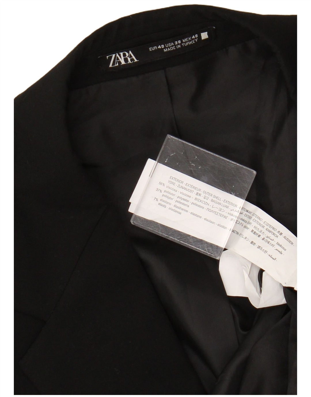 Zara Chaqueta Blazer De 2 Botones Para Hombre EU 48 Viscosa Negra Mediana