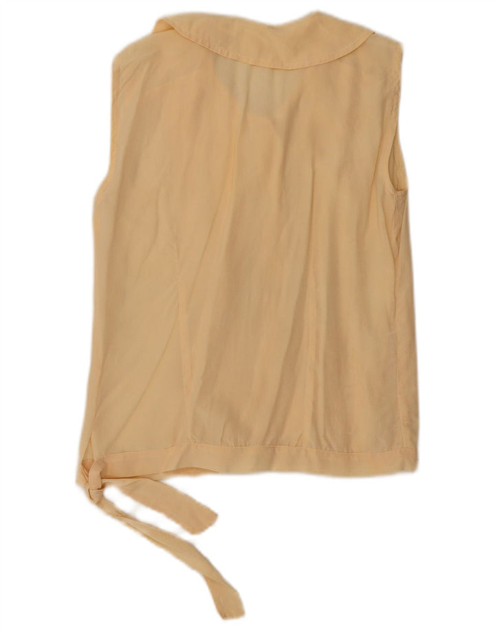 Vintage mujer blusa sin mangas Top Reino Unido 10 pequeño amarillo