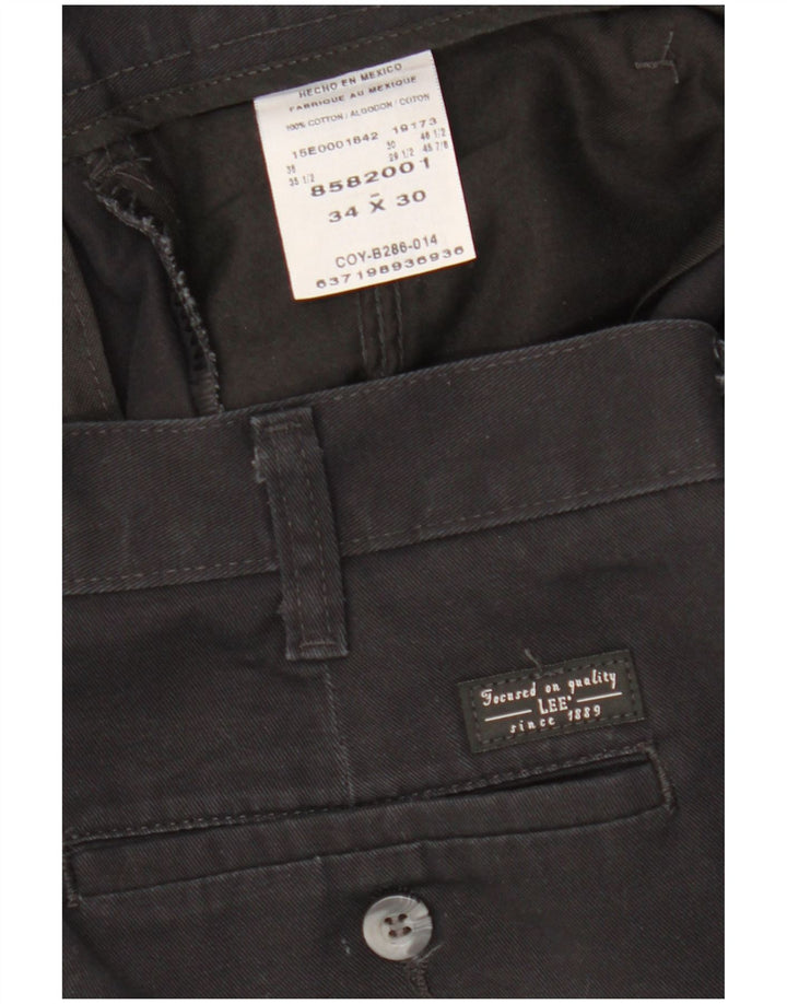 LEE Pantalones chinos rectos para hombre W34 L30 Algodón negro