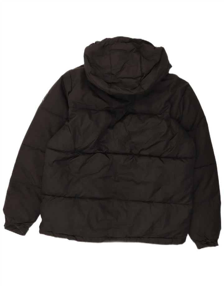 ZARA Chaqueta acolchada holgada con capucha para hombre UK 36 Small Poliéster negro
