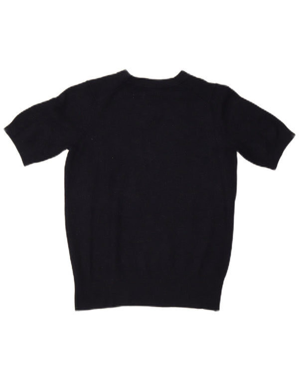 Zara Mujer Crop Boat Neck Jumper Sweater UK 10 Small Azul Marino