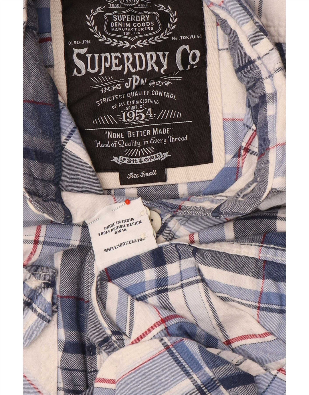 Superdry Camisa De Franela De Algodón A Cuadros Azul Pequeño