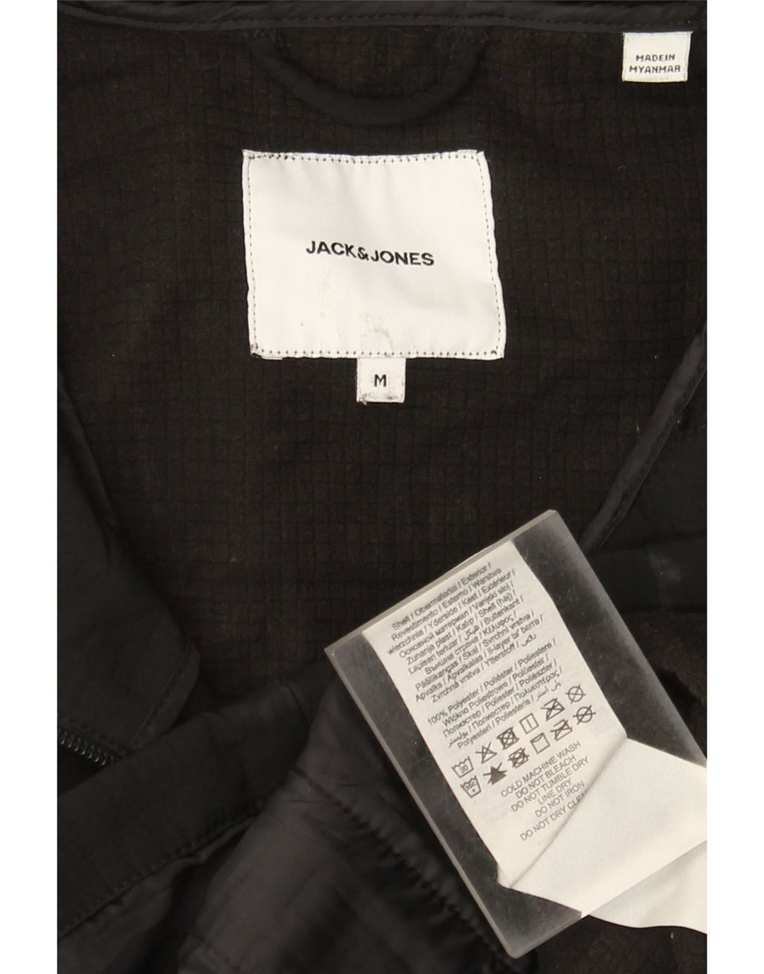 Jack & Jones Chaqueta cortavientos con capucha para hombre UK 38 Medium Negro Poliéster