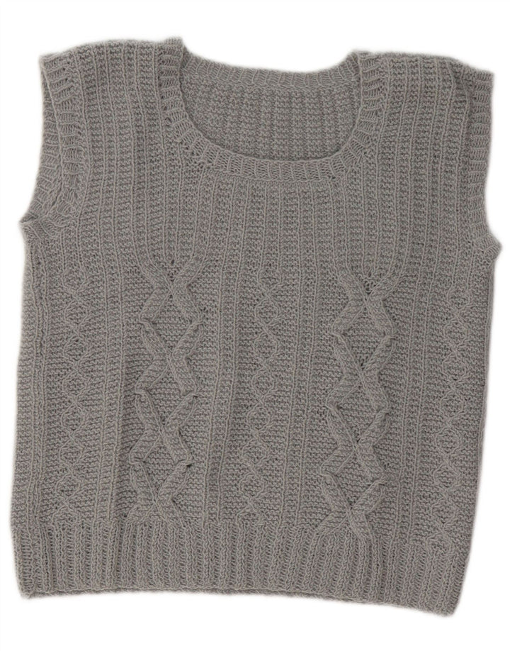 Vintage mujer chaleco camiseta sin mangas Reino Unido 14 gris medio