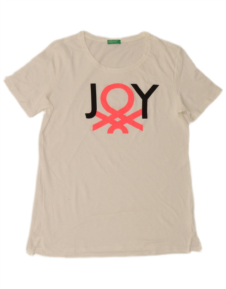 Benetton Camiseta Estampada para Mujer UK 40 Medium White