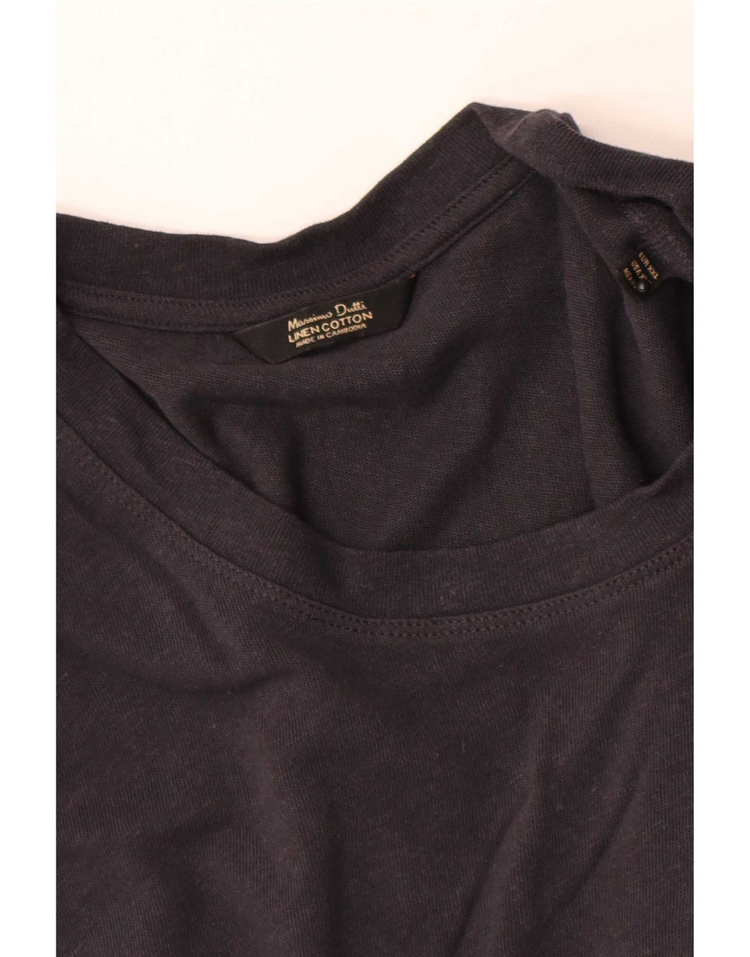 Massimo Dutti Camiseta Hombre Top 2XL Gris Lino