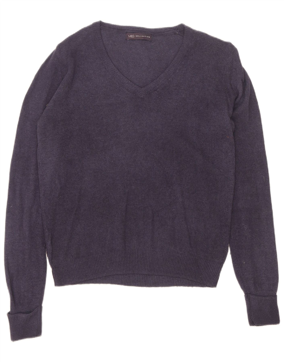 Marks & Spencer Suéter con Cuello en V para Mujer UK 10 Small Azul Marino