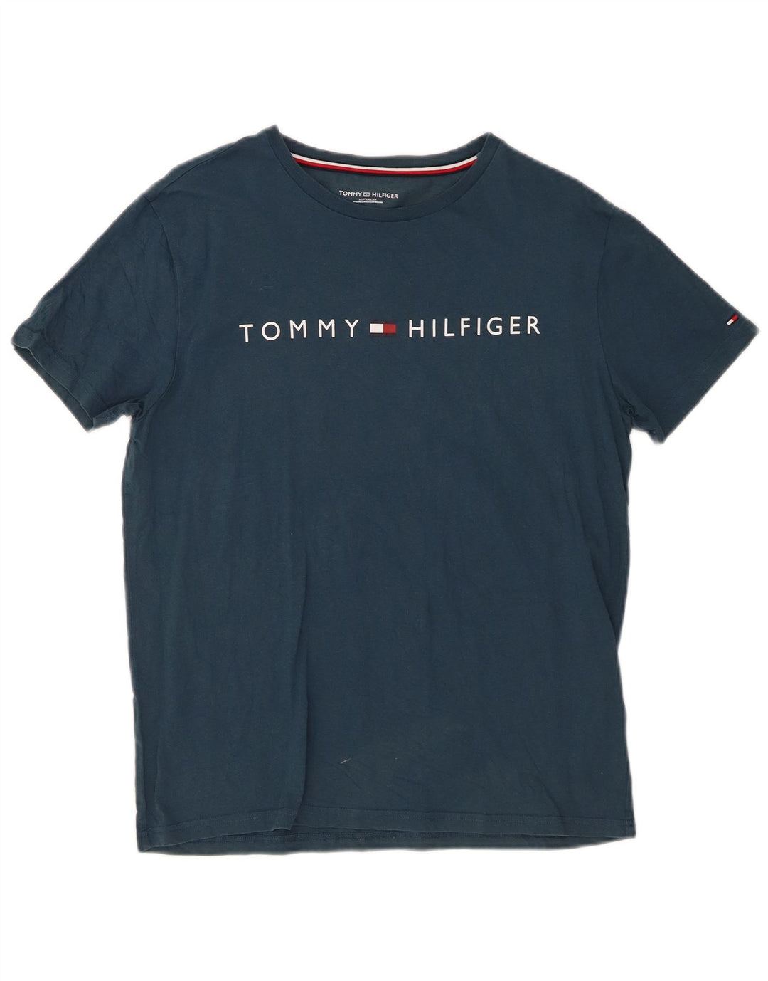 TOMMY HILFIGER Mens Graphic T-Shirt Top Medium Navy Blue