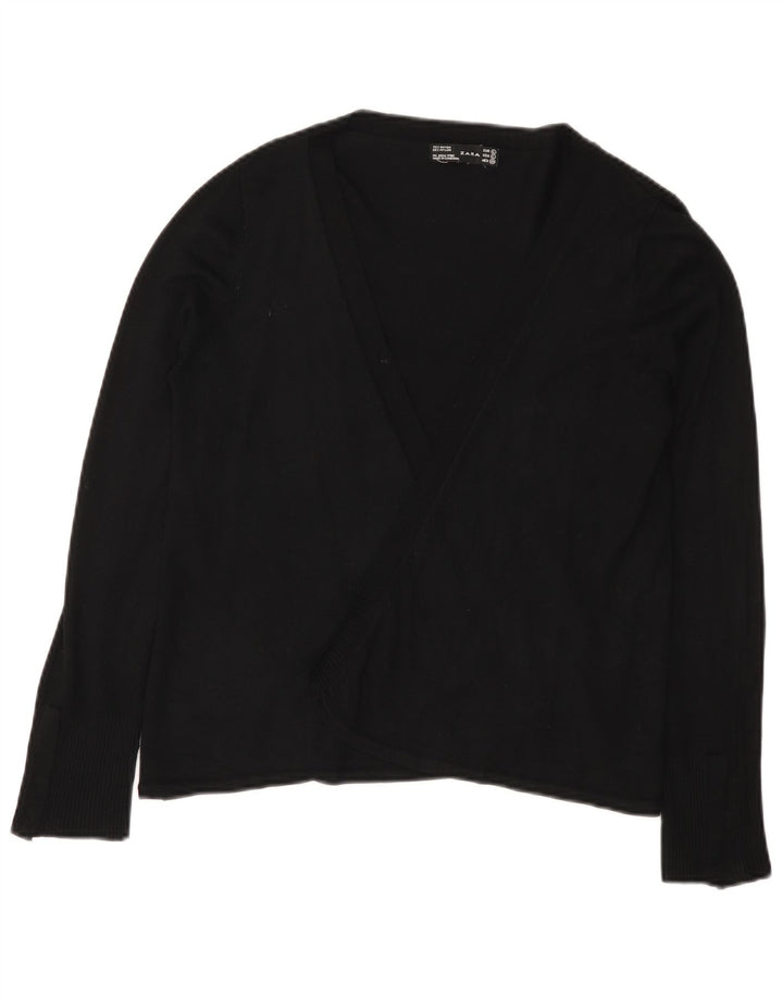 Zara - Cárdigan abierto para mujer, talla 44, talla grande, rayón negro