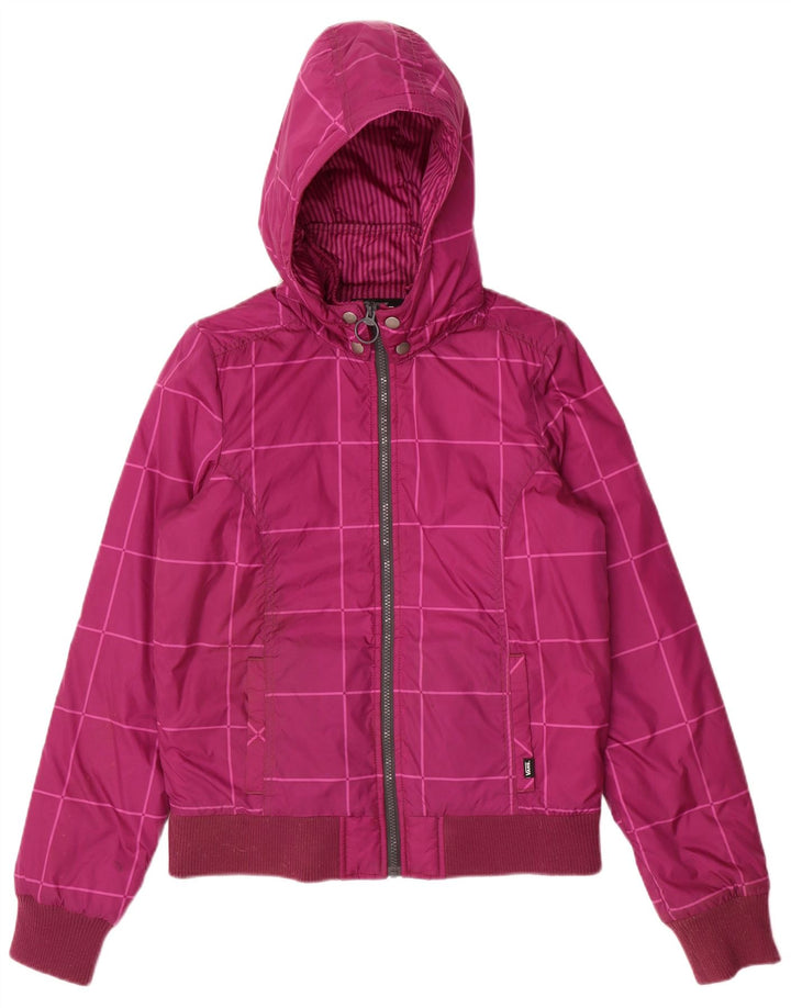 Chaqueta bomber con capucha para mujer Vans UK 44 Mediana Púrpura Check Nylon