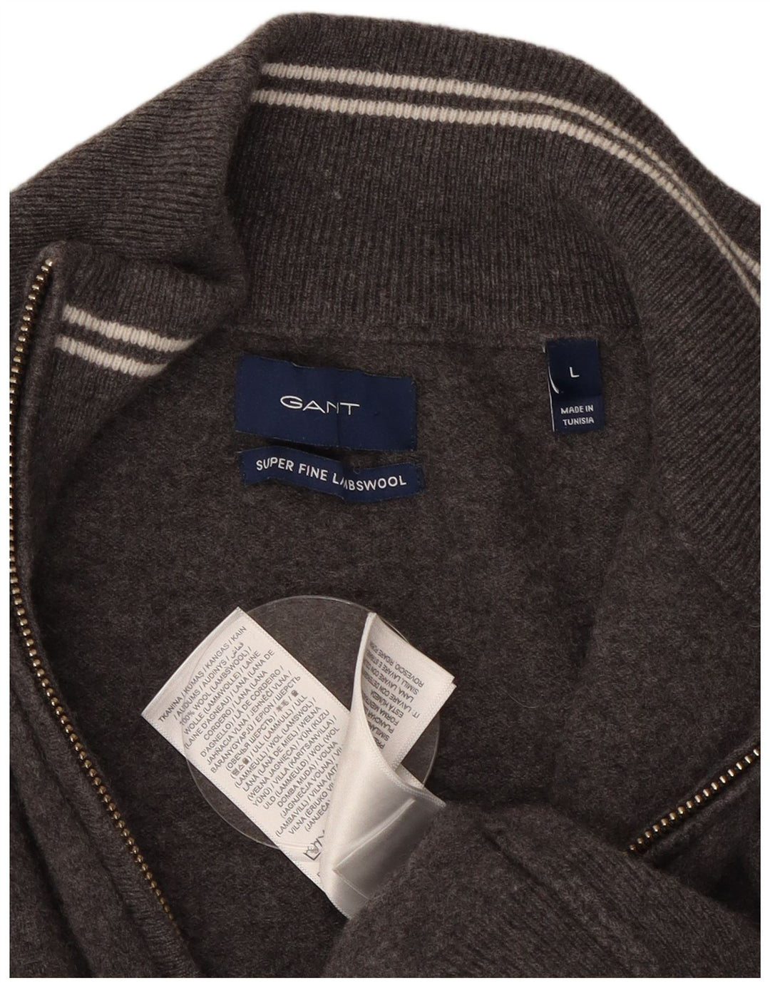 Gant Suéter tipo cárdigan para hombre de lana gris grande