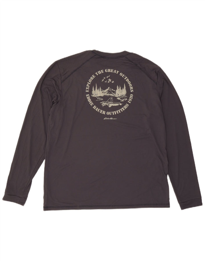 EDDIE BAUER Top gráfico para hombre manga larga XL Poliéster gris