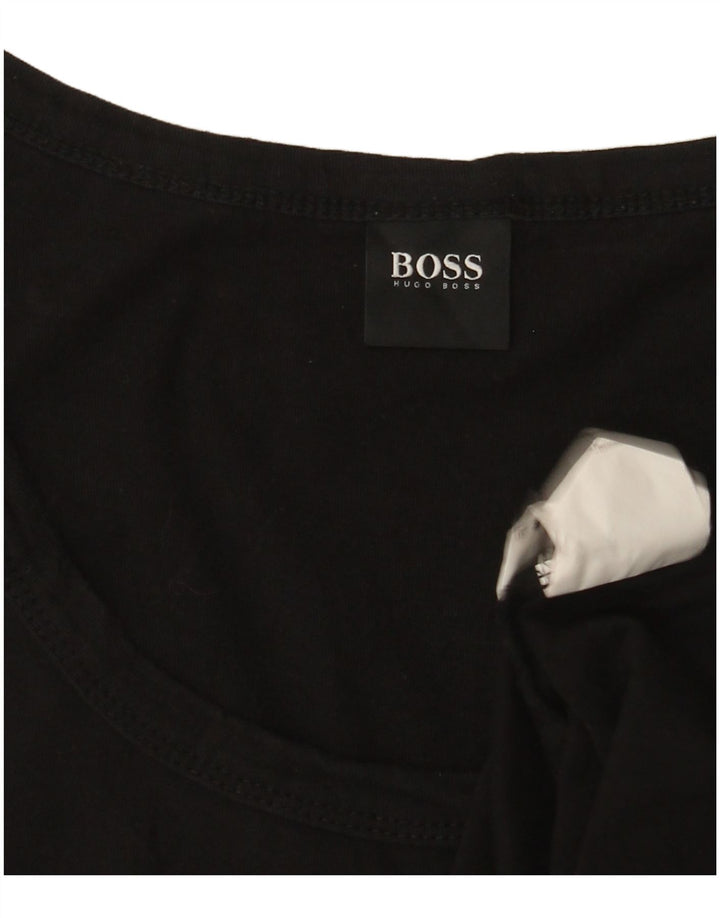 Hugo Boss Hombre Camiseta Sin Mangas Estampada Grande Algodón Negro