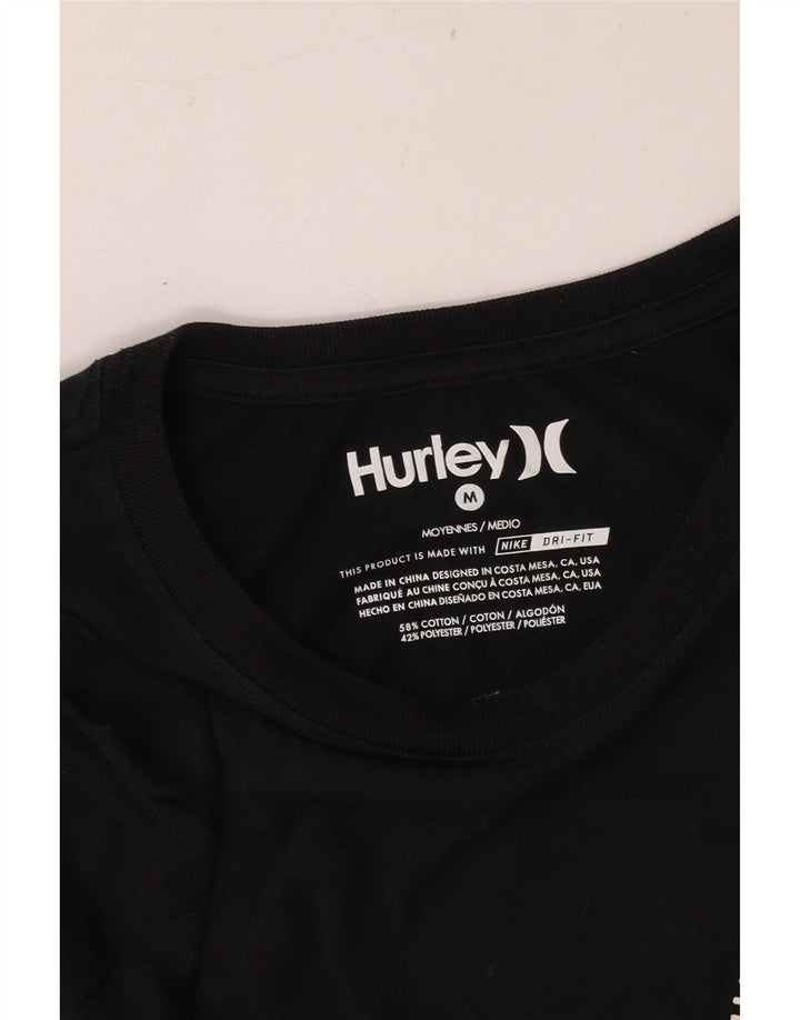 Hurley Camiseta Gráfica Para Hombre Top Mediano De Algodón Negro