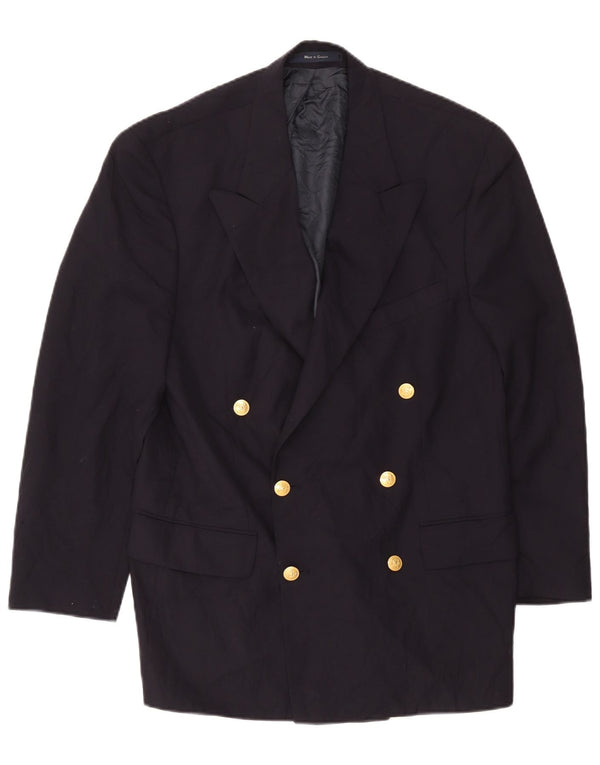 Chaps Mens Double Breasted Blazer Jacket Size 42 Large Navy Blue