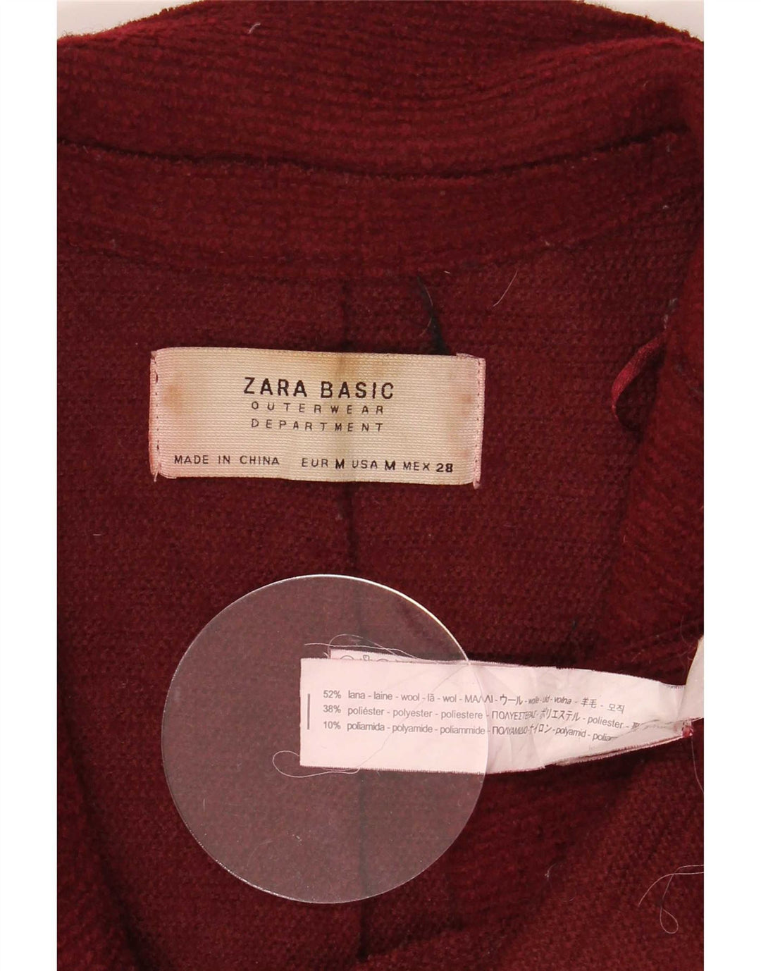 Zara Mujer Abrigo UK 44 Lana Roja Mediana