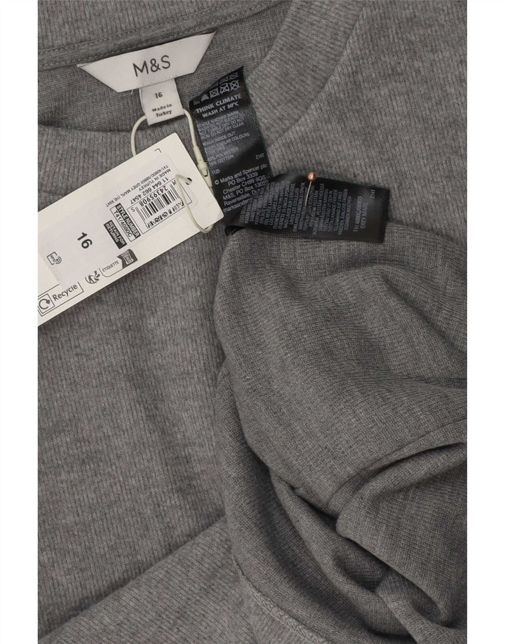 Marks & Spencer Camiseta para Mujer Top UK 46 Grande Gris Poliéster