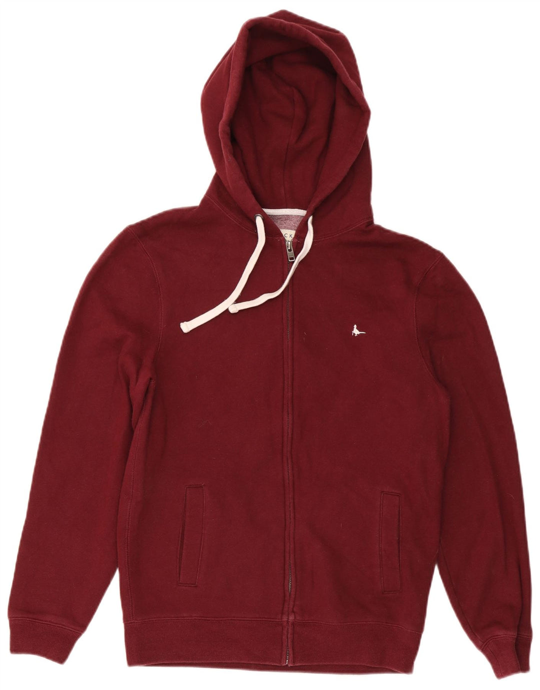JACK WILLS Suéter con capucha y cremallera para hombre Algodón granate mediano