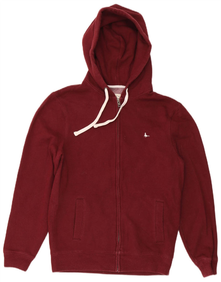 JACK WILLS Suéter con capucha y cremallera para hombre Algodón granate mediano