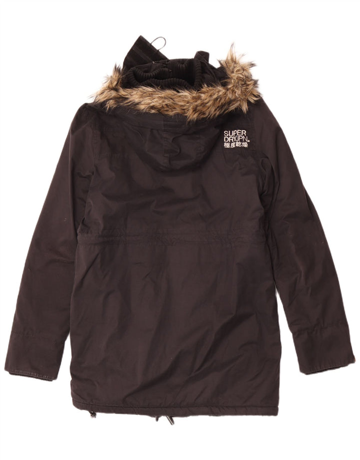 Superdry Parka con capucha para mujer, talla 44, poliéster negro grande