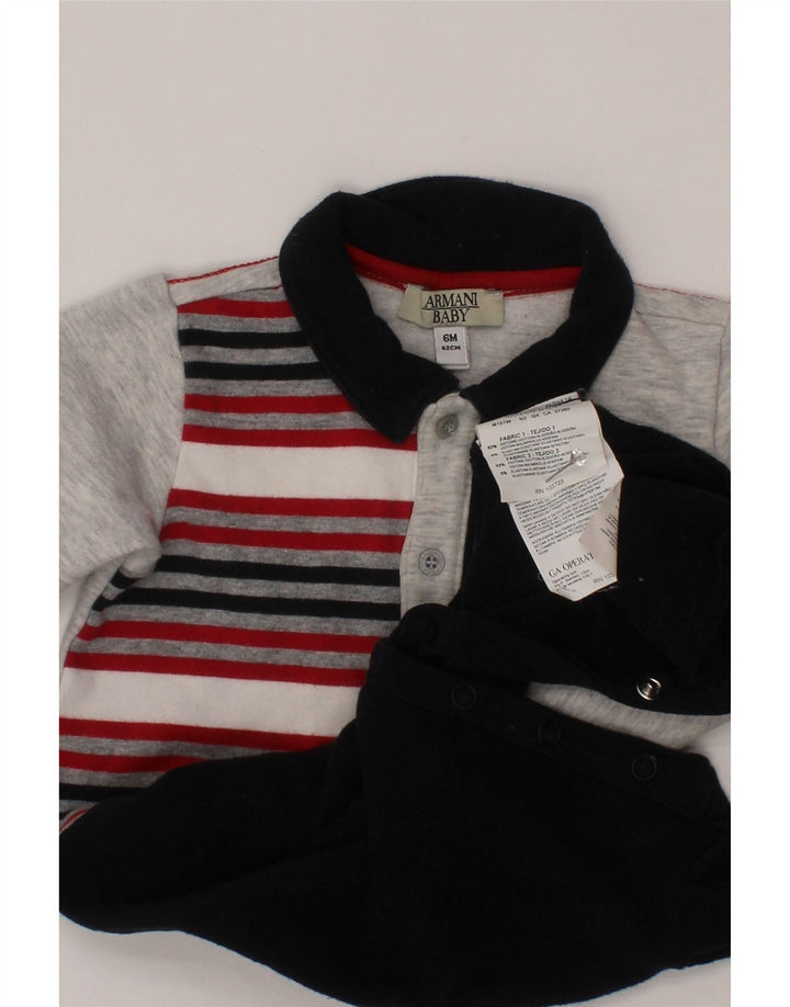 ARMANI BABY Mono de manga larga para bebé niño 3-6 meses Negro Colorblock