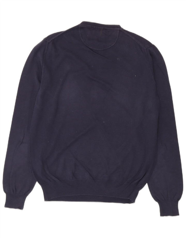 TRUSSARDI JEANS Mens Crew Neck Jumper Sweater Medium Navy Blue Cotton