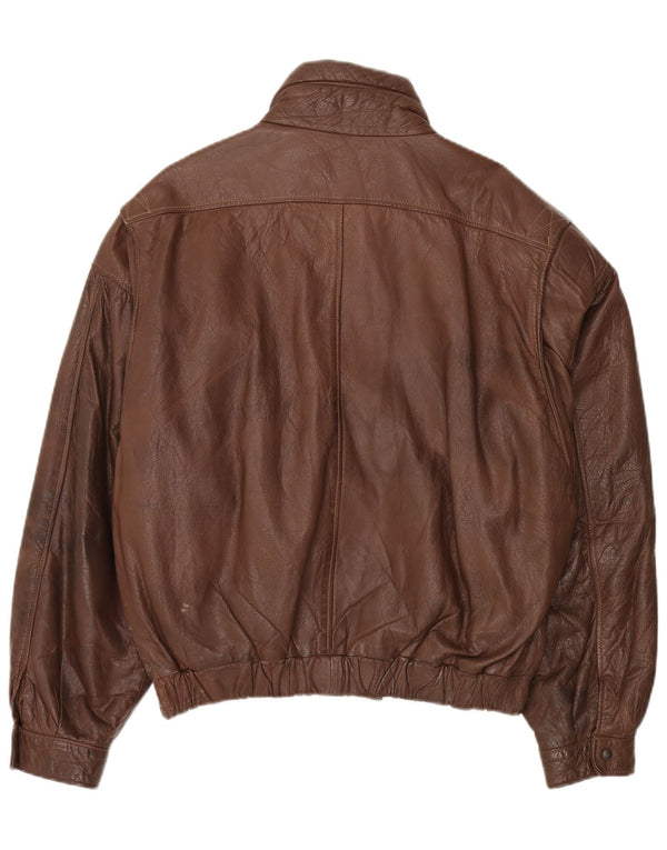 Vintage chaqueta de cuero para hombre Reino Unido 44 2XL cuero marrón