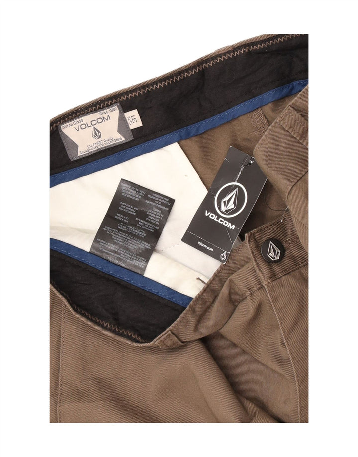 Pantalones cortos chinos Volcom W31 de algodón marrón medio para hombre