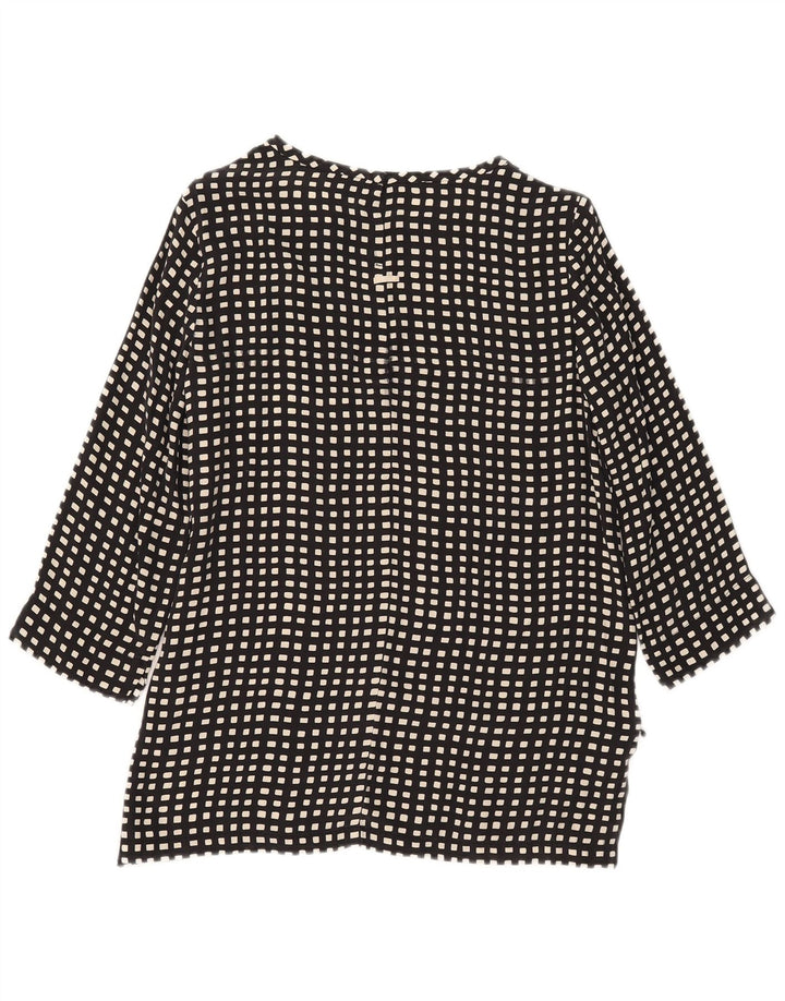 Max Mara Blusa de manga 3/4 para mujer Top UK 10 Small Seda geométrica negra