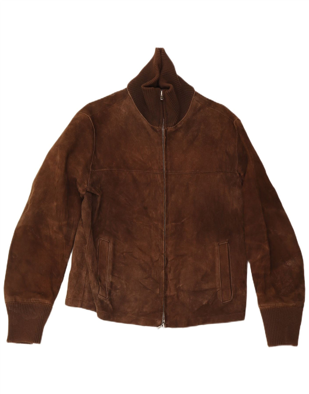 Massimo Rebecchi Chaqueta bomber de ante para hombre IT 50 Cuero marrón grande
