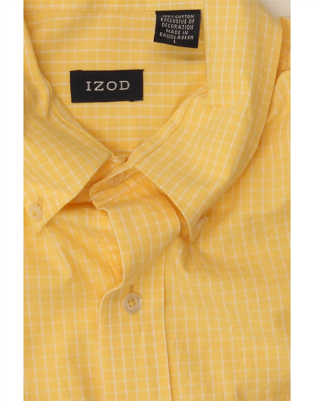 IZOD Mens Shirt Large Yellow Check Cotton Vintage Izod and Second-Hand Izod from Messina Hembry 