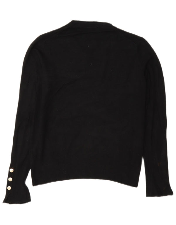 Zara - Jersey extragrande con cuello barco para mujer, talla 40, talla pequeña, viscosa negra