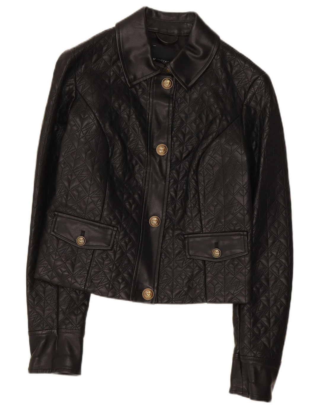 Guess Chaqueta corta de piel sintética para mujer US 2 XS Polietileno negro