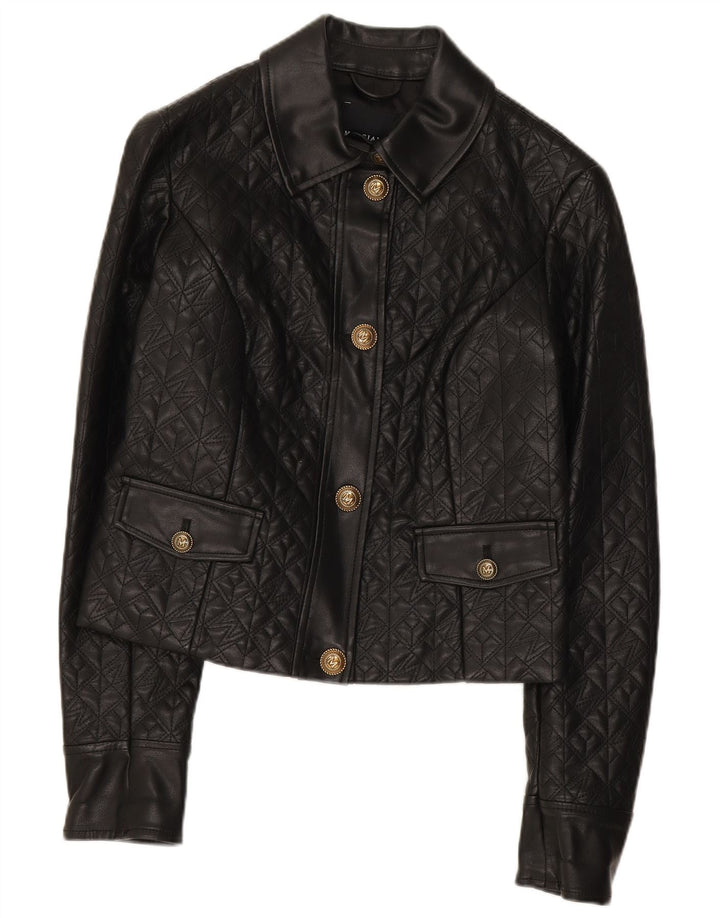 Guess Chaqueta corta de piel sintética para mujer US 2 XS Polietileno negro