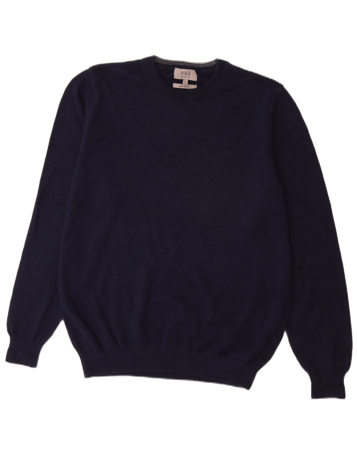 Marks & Spencer - Jersey de cuello redondo para hombre, talla grande, algodón azul marino