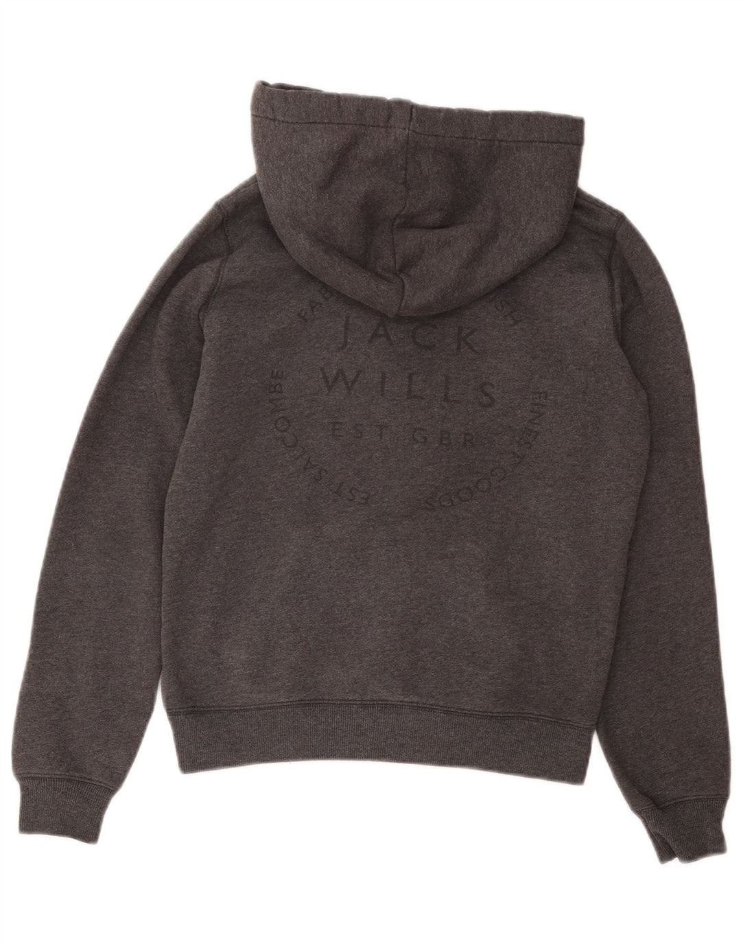 JACK WILLS Jersey con capucha gráfico para mujer UK 40 Gris medio