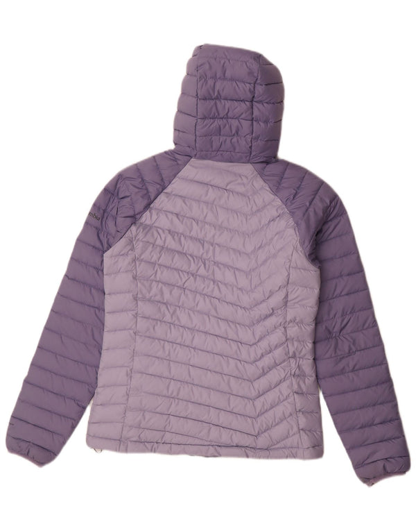 Columbia Chaqueta acolchada con capucha para mujer UK 40 Small Púrpura Colorblock