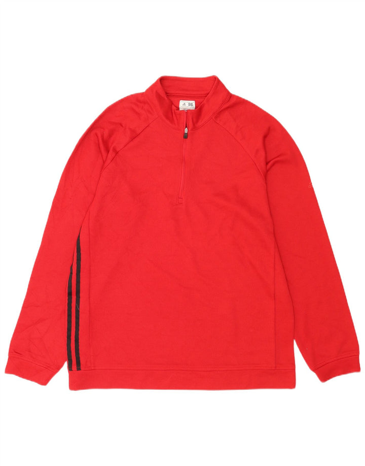 Adidas Hombre Zip Neck Sudadera Jumper Medium Rojo Poliéster