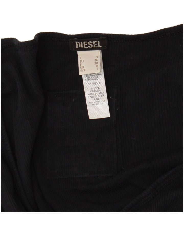 DIESEL Top gráfico para mujer de manga larga UK 8 Small Algodón negro