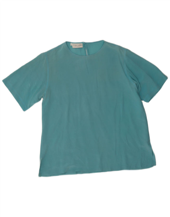 Gabri elle La Camicia Blusa para mujer Top UK 46 Grande Seda Azul