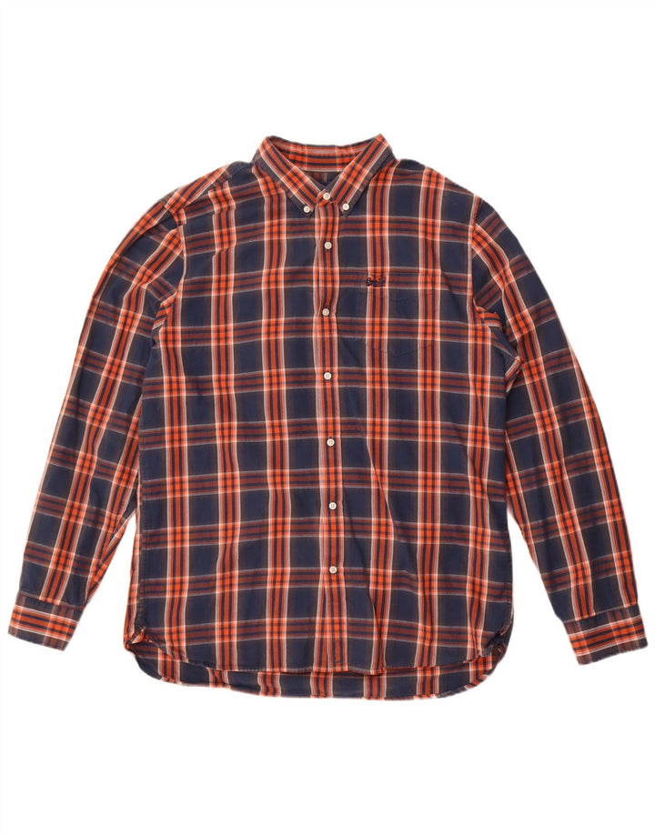 Superdry Camisa De Franela Para Hombre 2XL Algodón A Cuadros Azul Marino