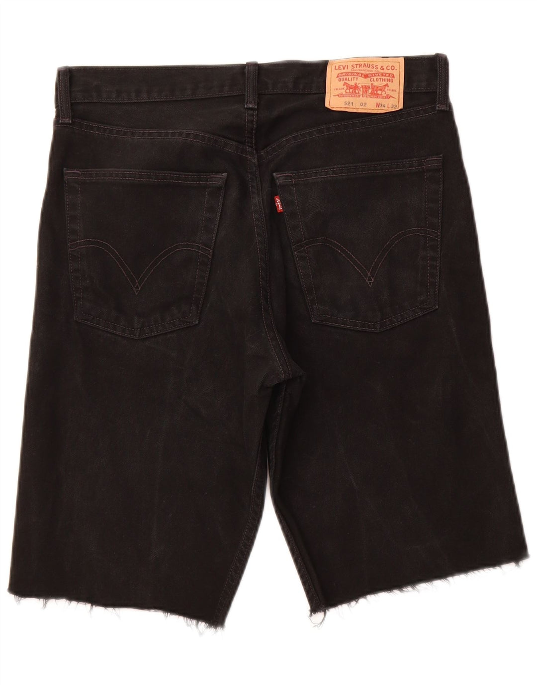 LEVI'S Mens 521 pantalones cortos de mezclilla W 34 grande algodón negro