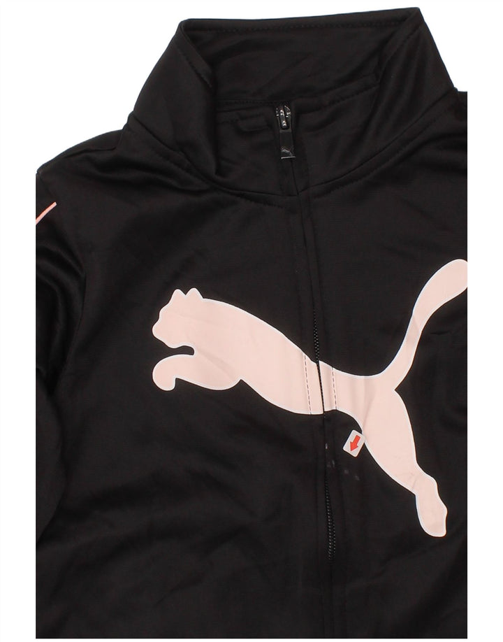 Puma - Chaqueta de chándal gráfica para niña (5-6 años), color negro