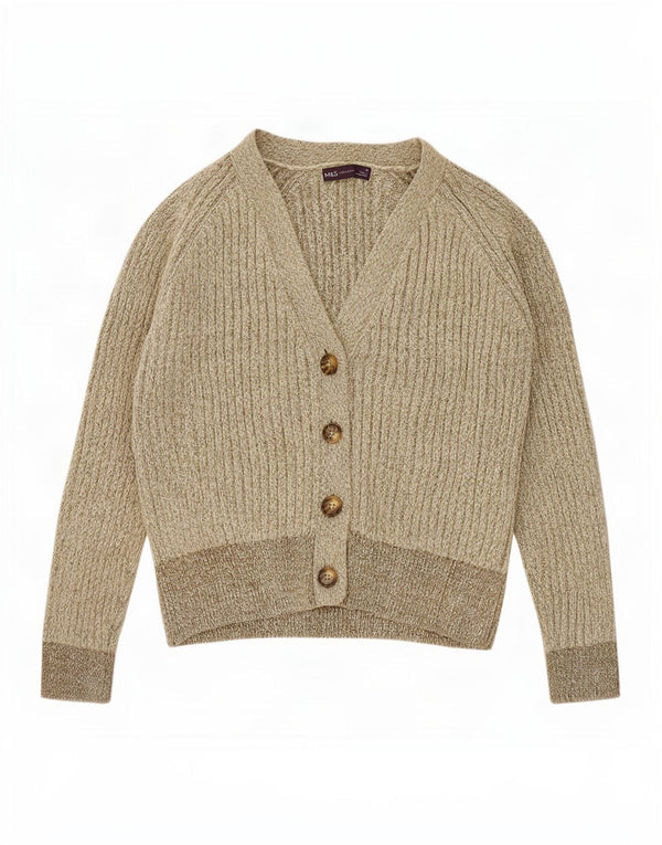 Marks & Spencer Suéter tipo cárdigan para mujer Reino Unido 44 Algodón moteado de color caqui mediano
