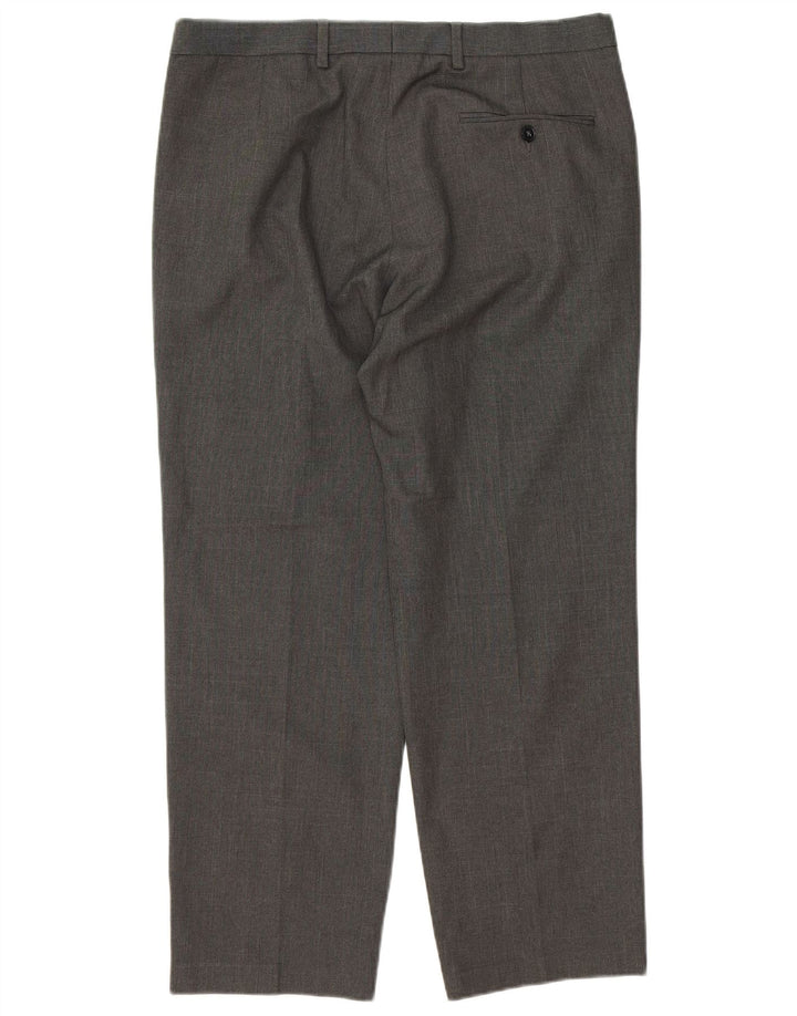 Marks & Spencer Pantalón de traje de corte regular para hombre W34 L29 Poliéster gris