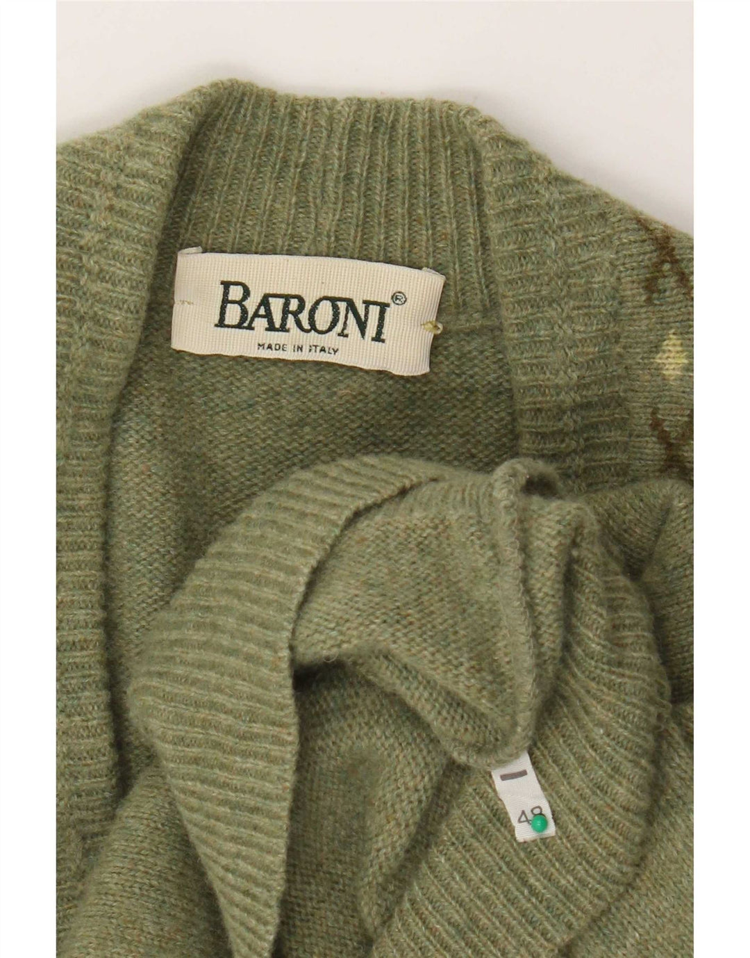 Baroni Cárdigan para Hombre IT 48 Verde Medio Argyle/Diamante