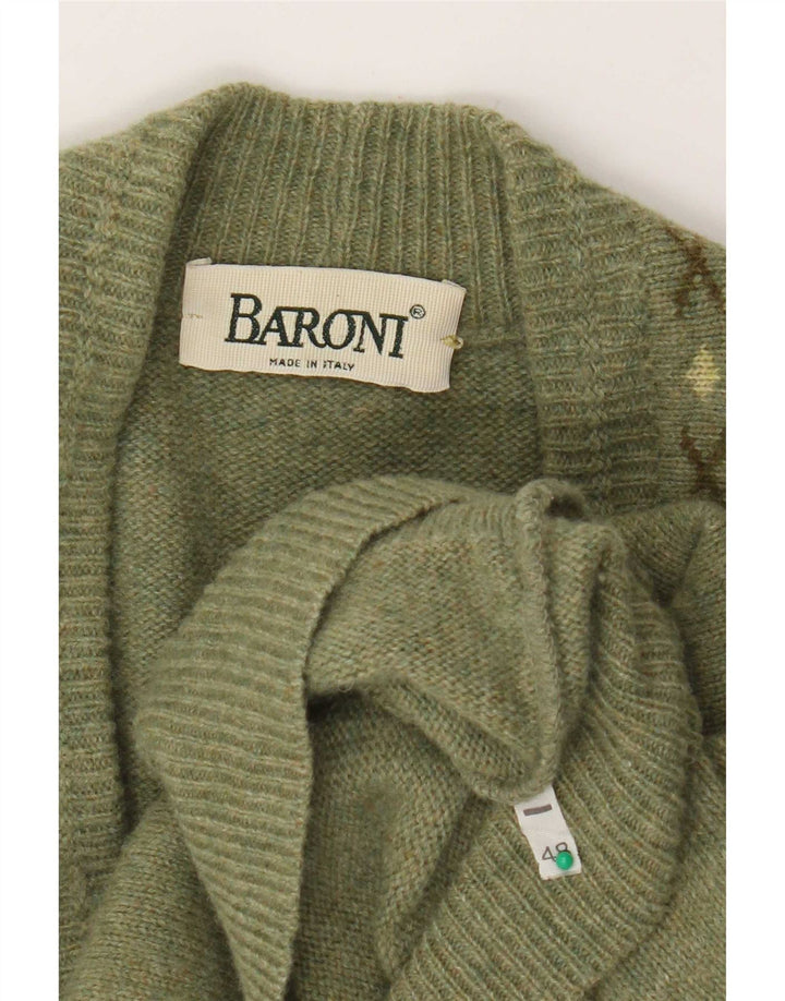 Baroni Cárdigan para Hombre IT 48 Verde Medio Argyle/Diamante