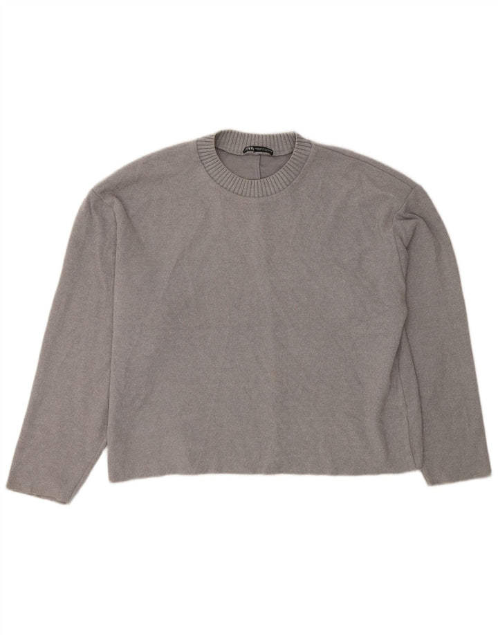 Zara Mujer Blusa Suelta Top UK 44 Gris Medio