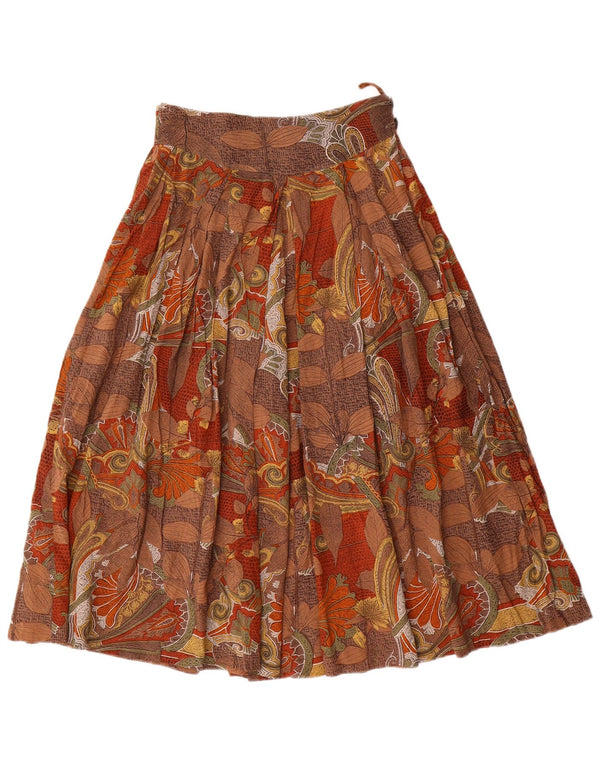 Falda acampanada plisada vintage para mujer W24 XS marrón floral