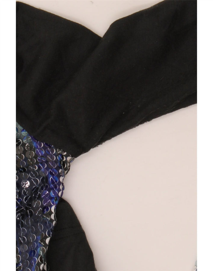 DESIGUAL Top gráfico para mujer manga larga UK 10 Small Poliéster negro